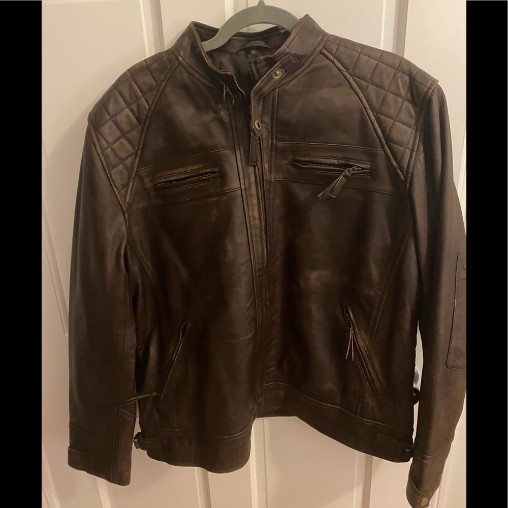 Brown Faux Leather Men’s Jacket